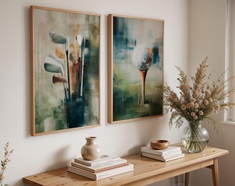 Abstract Golf Art Set Download, Modern Golf Wall Art, Golf Painting for Office or Man Cave, Fine Art Golf Decor, Golfer Gift Download