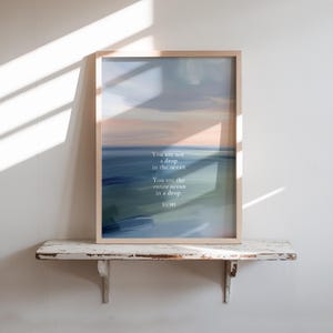 Rumi Zitat Druck | &quot;Du bist kein Tropfen im Ozean&quot; Gedicht Wandkunst | Inspirierende Rumi Kunst spirituelles Poster | Personal Empowerment Geschenk