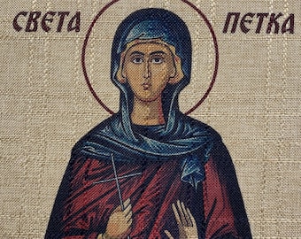Caminho de mesa ortodoxo sérvio, pano Slava Santa Paraskeva dos Balcãs, Sveta Petka, feito sob medida