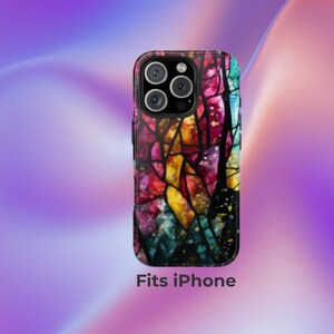 Stained Glass Illusion iPhone Cover, Unique Colorful Design, Tough Protective Case, iPhone 16 15 14 13 12 11 Pro Max Plus X 7 8, Style Trend