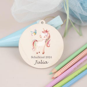 Pendentif cône d'école licorne, pendentif cône d'école personnalisé, cadeau écolier, cadeaux pour l'inscription scolaire