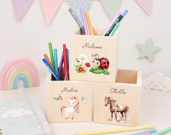 Pot à crayons personnalisé, porte-crayons fille, cadeau de Noël enfant,décoration chambre d’enfant pour la rentrée scolaire, boîte à crayons