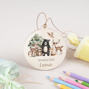 Pendentif cône d'école animaux de la forêt Pendentif cône d'école personnalisé, cadeau écolier, cadeaux pour l'inscription scolaire