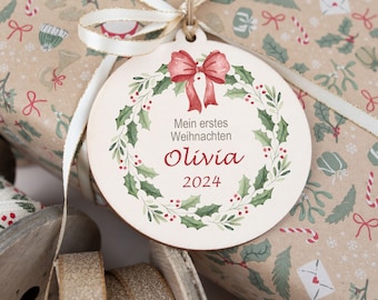 Weihnachtsanhänger  Mein erstes  Weihnachten , Personalisierte Weihnachtskugel ,Baumschmuck mit Namen  , Weihnachtsgeschenk