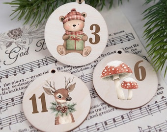 24pcs Chifes En Bois Calendriers De L’Avent Numéro1 à