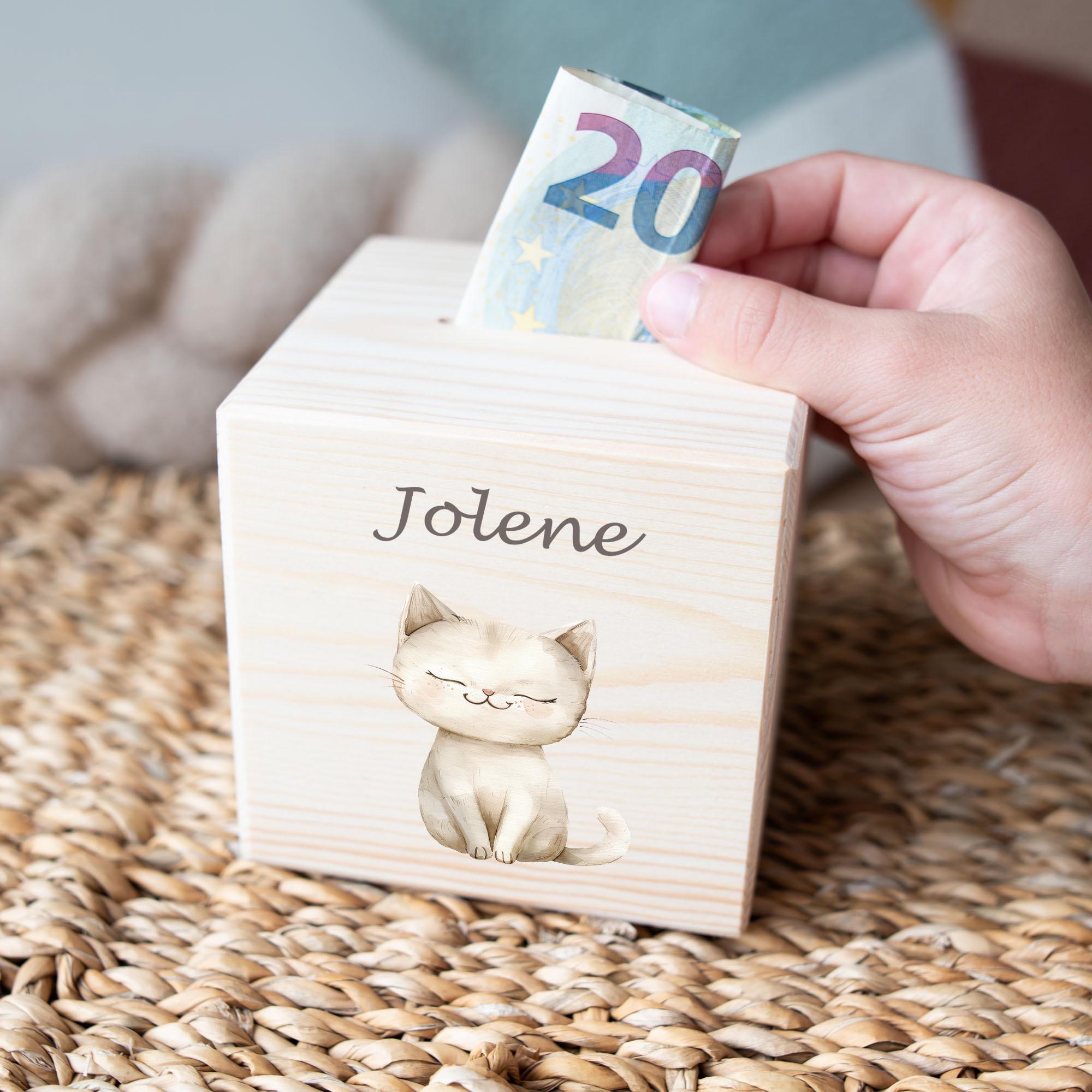 Custom Money Box, Christmas Gift , Wooden Money Box With Kitten for ...