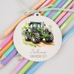 Étiquette de cône d'école tracteur vert, étiquette de cône d'école personnalisée, cadeau d'écolier, cadeaux pour l'inscription scolaire