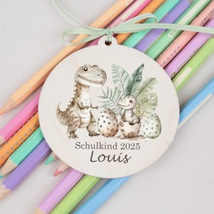 Pendentif cône d'école Dino, pendentif cône d'école personnalisé, cadeau écolier, cadeaux pour inscription scolaire dinosaure