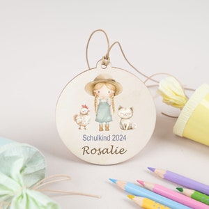 Étiquette de cône d'école de fille de ferme, étiquette de cône d'école personnalisée de ferme, cadeau d'enfant d'école, cadeaux pour l'inscription à l'école