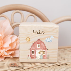 Hucha granja de madera, hucha niño, regalo de bautismo, hucha personalizada, regalo nacimiento bebé, regalo para empezar el colegio, regalo dinero