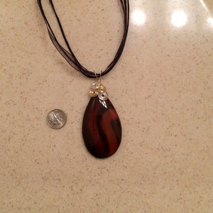 AGATE in Delicious Shades of Brown and Black, Silver and Gold Wire Wrapped Gemstone Pendant with 2 Necklaces OOAK, Free Shipping in USA image 5