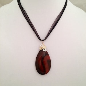 AGATE in Delicious Shades of Brown and Black, Silver and Gold Wire Wrapped Gemstone Pendant with 2 Necklaces OOAK, Free Shipping in USA image 7