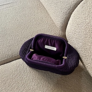 Purple Crochet Bag | Dumpling Bag | Evening Bag | Pouch Bag | Crochet Clutch Bag | Crochet Purse | Crochet Handbag