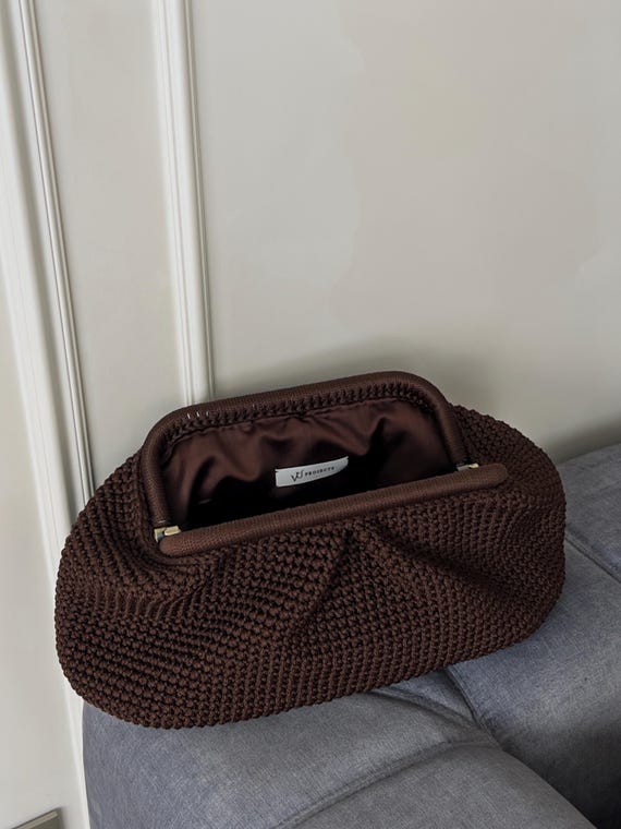 Vintage Brown Crochet Clutch s-l400.jpg main image 4