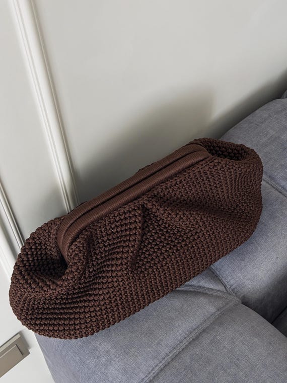 Vintage Brown Crochet Clutch s-l400.jpg main image 3