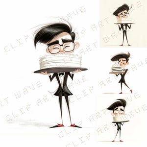 Junge und Kuchen, Clipart Junge, Geburtstagsparty, druckbare Aquarell Clipart, Junge png, Papiermodell, Bleistift Zeichnung