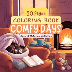 Bold & Easy Cozy Days Coloring Book | Cute and Simple Digital Pages | Relaxing Printable Fun for Kids and Adult | Comfy Days