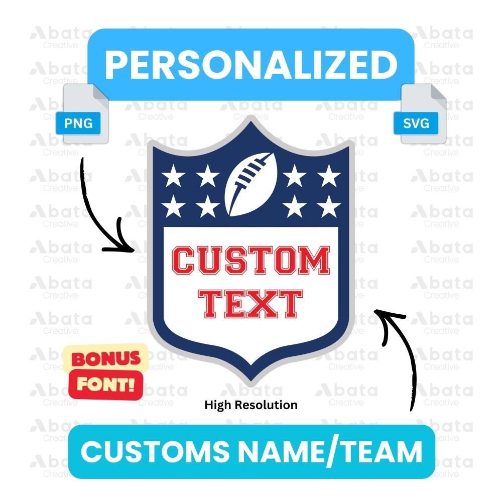 Cursive Script Football Logos Football Logo Font Clipart Bundle, Custom Text T-shirt SVG (digital ...