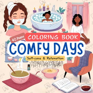 Bold & Easy Cozy Days Coloring Book | Cute and Simple Digital Pages | Relaxing Printable Fun for Kids  and Adults | Comfy Days