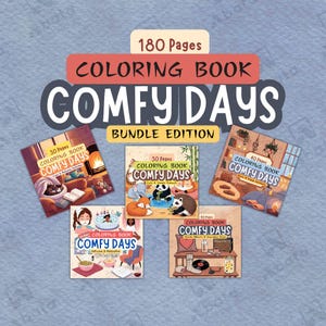 Comfy Days | Bold & Easy Cozy Days Coloring Book | Cute and Simple Digital Pages | Relaxing Printable Fun for Kids and Adults | 180 Pages