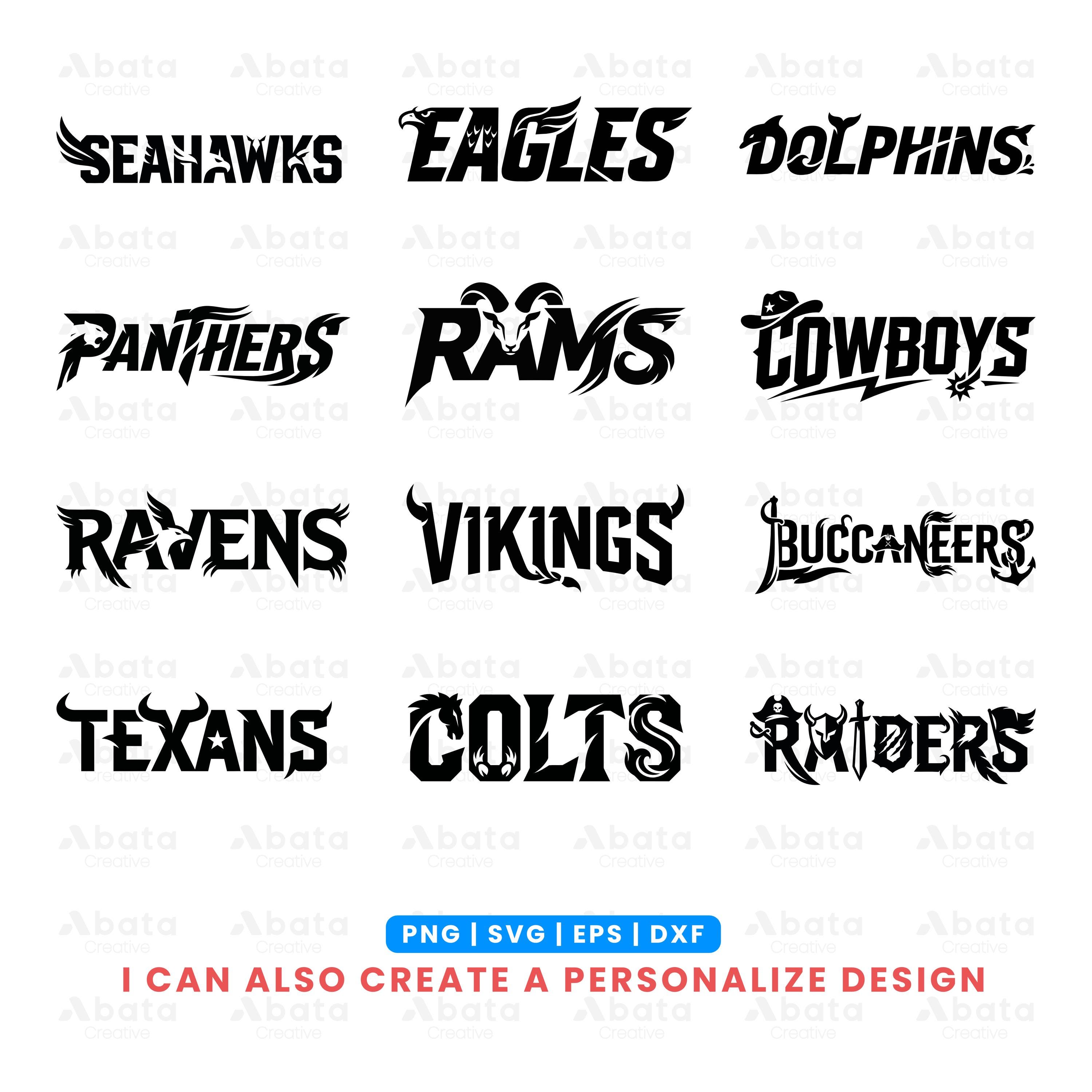 Seahawls Lettering 32 Football Team Typography SVG Bundle | Editable PNG EPS Dxf | Premium ...