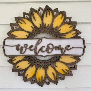 Sunflower Wooden Sign, Laser Cut, Hand Painted, Made in New York, Fall Decor, Farmhouse Fall, Autumn Decor, Sunflowers, Sunflower Lover