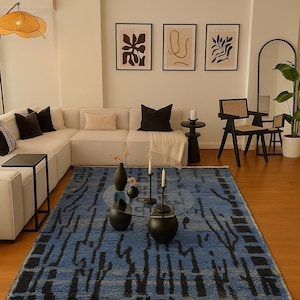 Blue Moroccan Rug: Handmade Berber Wool Rug
