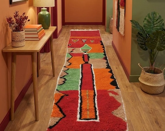 Handmade Wool Berber Runner Rug: Custom Moroccan Design