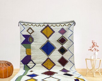 Multicolor Moroccan Rug: Handmade Wool Rug, Berber Design