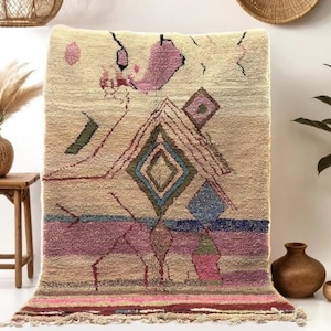Custom Fabulous Boujad Rug, Authentic Moroccan Rug, Azilal rug, Abstract Multicolored Carpet, Handmade Moroccan Rug, Bohemian rug