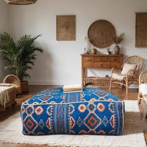 Kilim pattern floor cushion cover Moroccan  moroccan persian tribal bohemian kilim rug pouf poef puff bean bag floor cushion UNSTUFFED