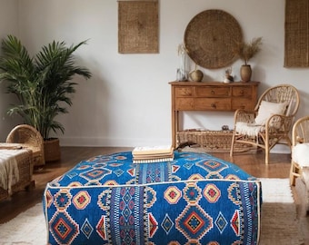 Moroccan Kilim Pouf : Square Floor Cushion [UNSTUFFED]