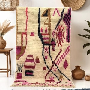 Authentic Moroccan Rug, Azilal rug, Moroccan rug Hand knotted - Beni ourain rug - all wool berber rug - Custom rug - handmade rug