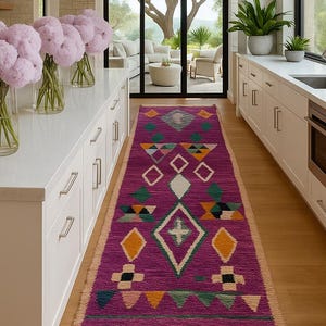 Purple  Runner Rug, 3x9 Runner Rug, Turkish Runner Rug, Vintage Oushak Rug, Runner Rug, Retro Turkish Rug, Long Runner Rug, 3.2x8.7 ft