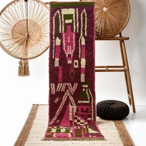 Custom Pink Beni Ourain Runner Rug: Handwoven Moroccan Wool