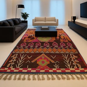 Handmade Wool Moroccan Rug: Colorful Berber Shag Rug