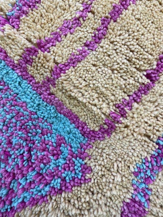 モロッコハンベル絨毯】パープル模様 直輸入 モロッコハンベル絨毯