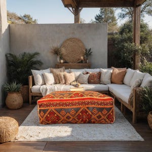 Kilim pattern floor cushion cover Moroccan  moroccan persian tribal bohemian kilim rug pouf poef puff bean bag floor cushion UNSTUFFED