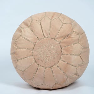 Handmade Natural Leather Moroccan Pouf: Living Room Ottoman (Unstuffed)