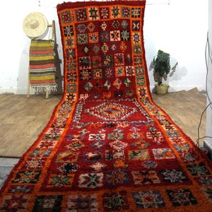 Handmade Moroccan Runner Rug: Red Wool Hallway Carpet, 17x5 ft