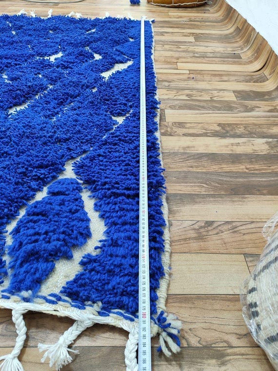 ブルーモロッコラグ：手作りウールベルベルラグ - Etsy 日本