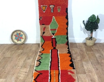 Handmade Wool Berber Runner Rug: Custom Moroccan Design