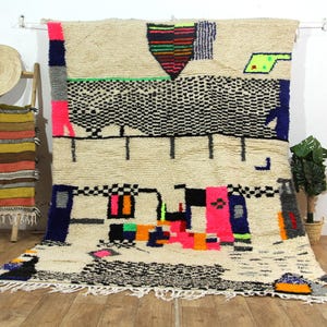 9 × 6 ft Funky Berber Moroccan Costum rug - Moroccan Woolen carpet - New Azilal rug - Beni ouarain style - New Beni ouarain rug - berber rug