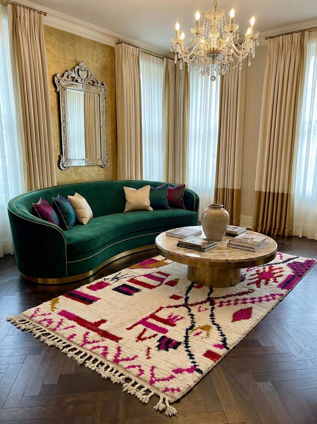 Pastel Color Block Moroccan Rug | Abstract Woven Landscape Area Rug ...