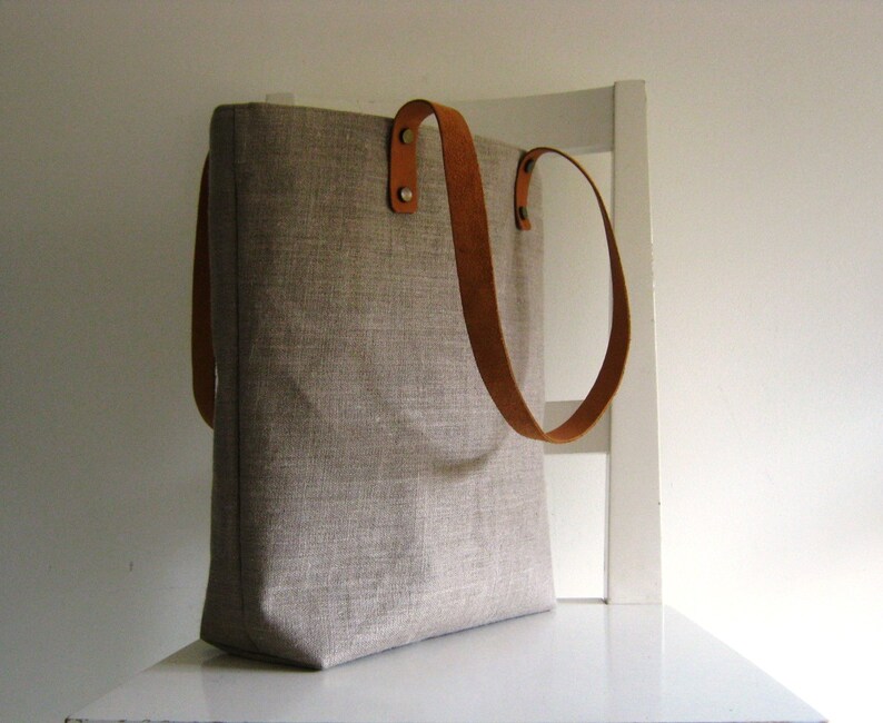 Natural Linen Tote /Shoulder Bag /Shopper image 4