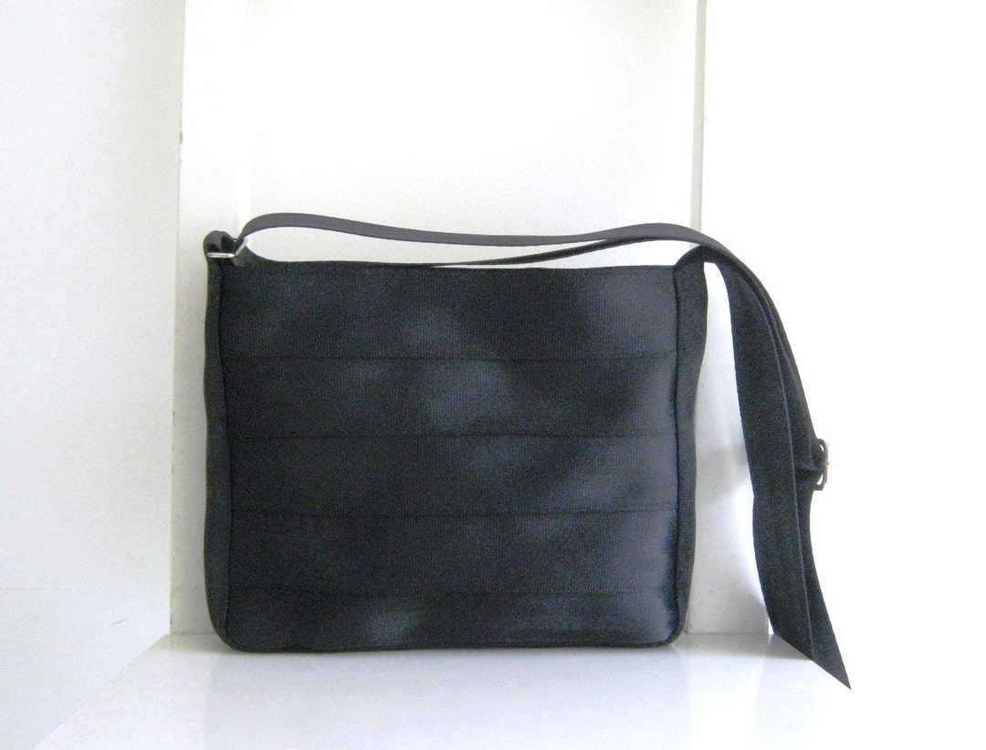 Seat Belt Small Messenger in Black - Etsy