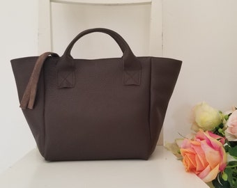 Brown Genuine Leather Handbag/ Tote