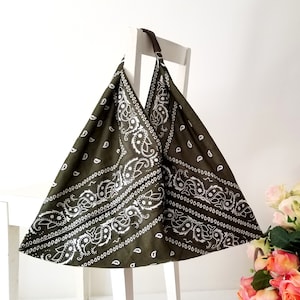 Olive Green Bandana Bento Slouchy Shoulder Bag