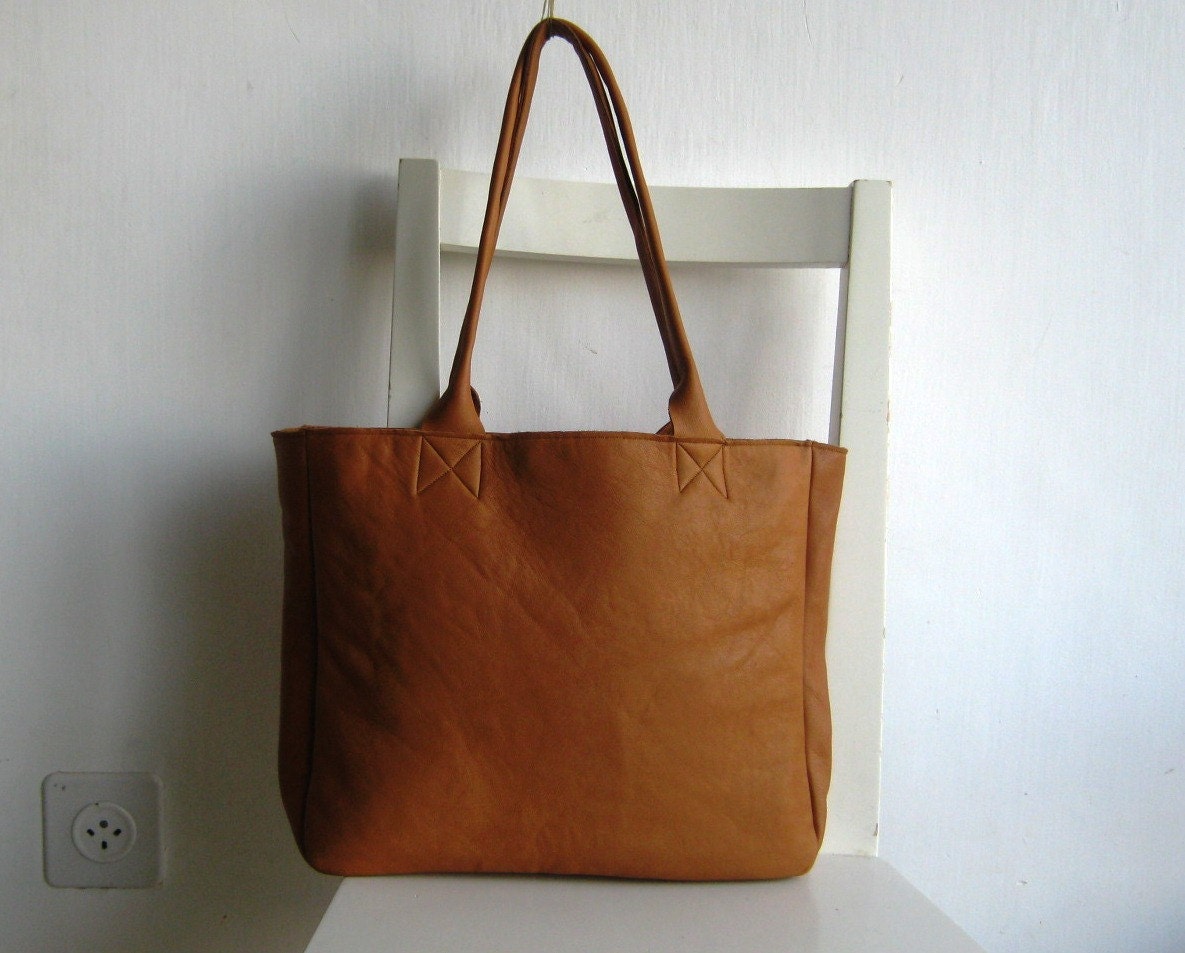 Saddle/ Camel Genuine Leather Tote Shoulder Bag - Etsy