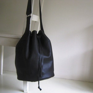 Black Leather Bucket Messenger image 1